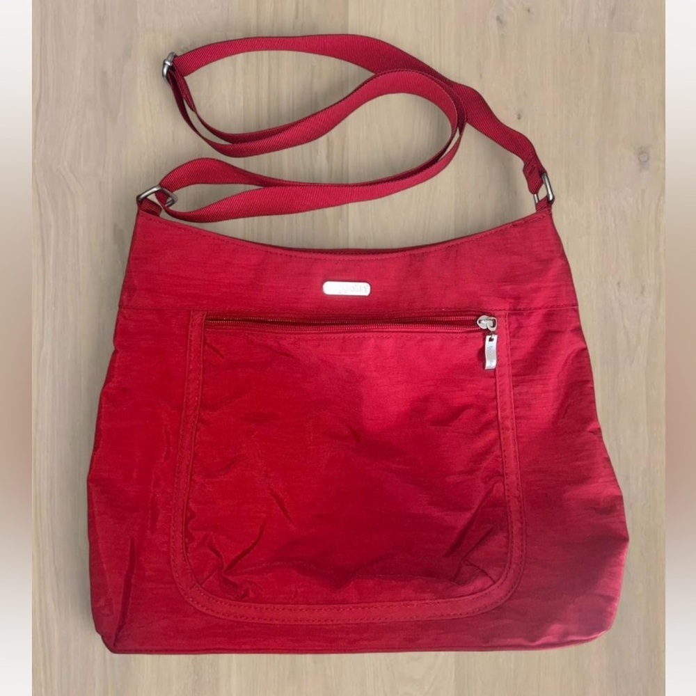 Baggallini Red Nylon Crossbody with Front Zip Pocket